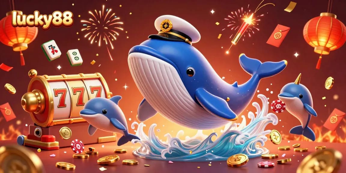 Spin and win with lucky88 in this vibrant 3D casino scene featuring playful characters.