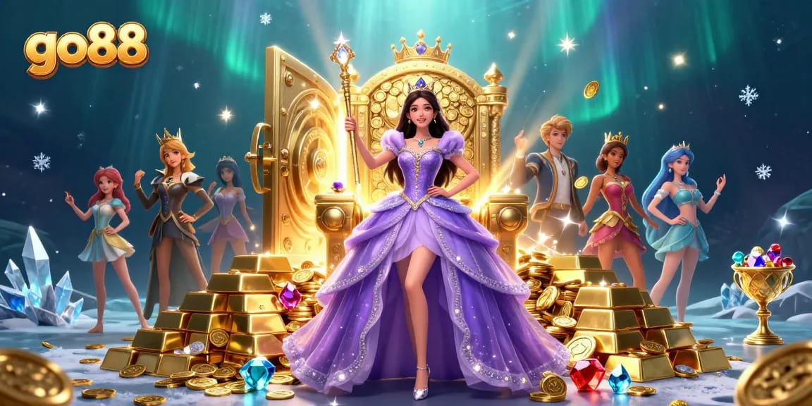 Experience the thrill of go88 with a captivating scene of casino royalty and treasure.