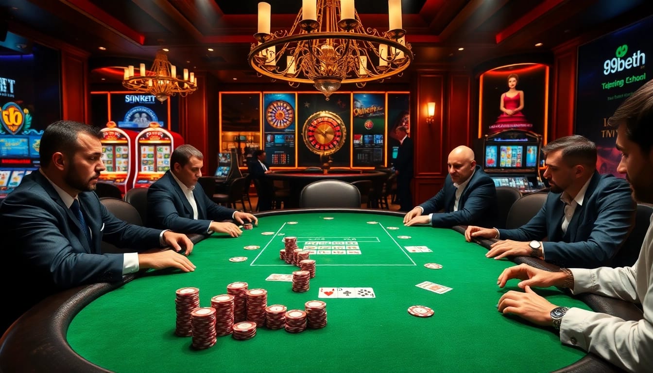 A thrilling poker game at 89bet.sh with colorful chips and dramatic lighting creates excitement.