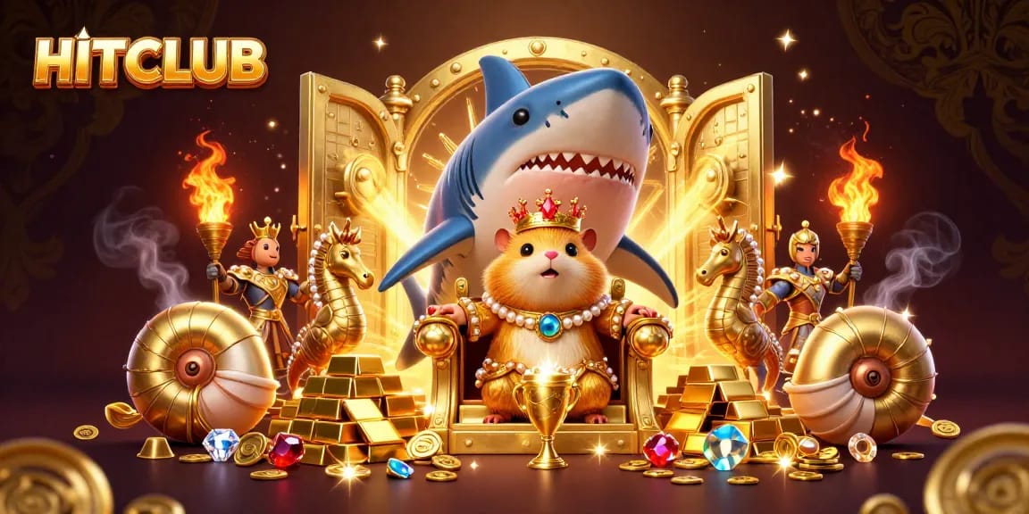 Experience the thrill of HITCLUB with a vibrant, royal scene featuring a golden hamster king and dynamic treasures.