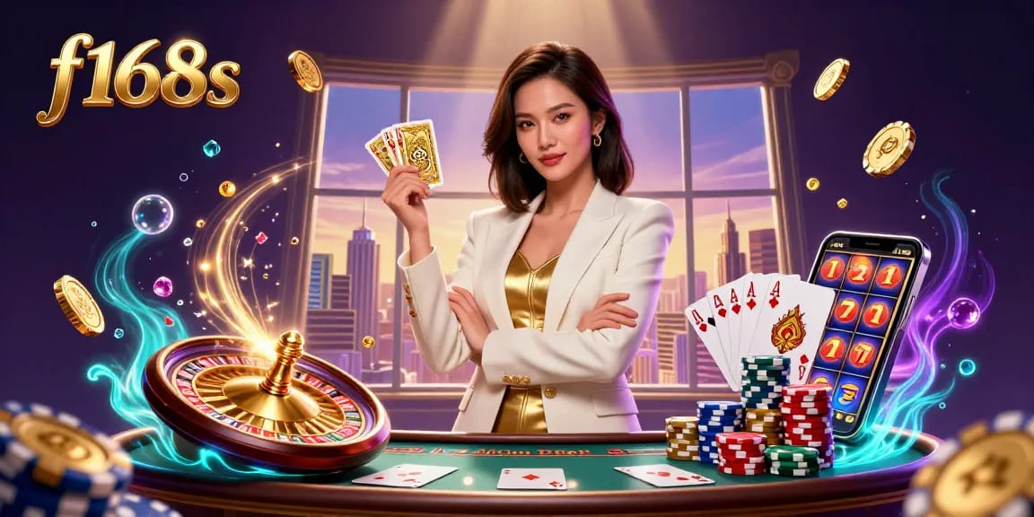 Play winning hands at f168s with vibrant casino elements and glamorous atmosphere.