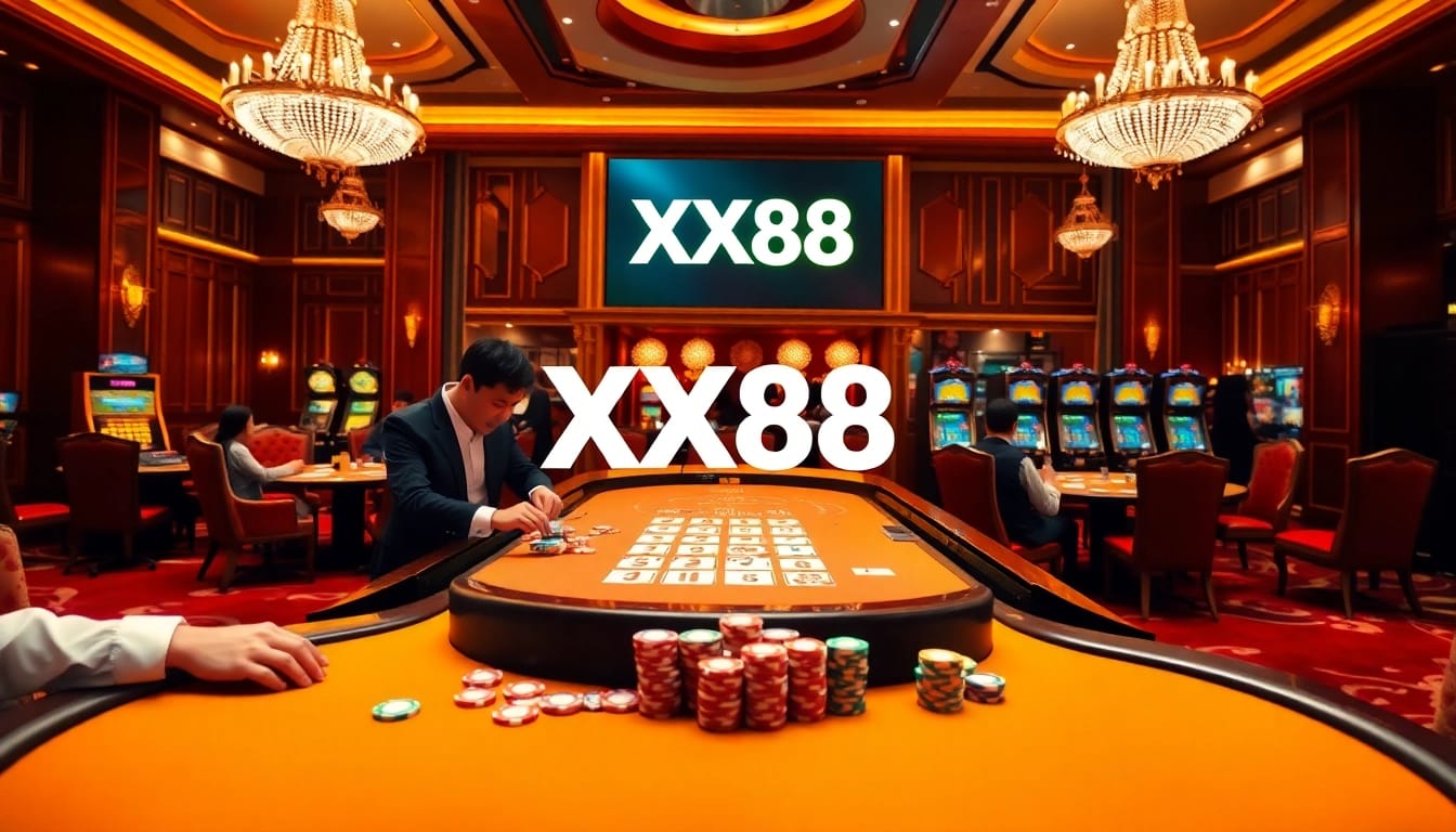 Experience thrilling Baccarat gameplay at XX88 with vibrant casino atmosphere and high stakes.