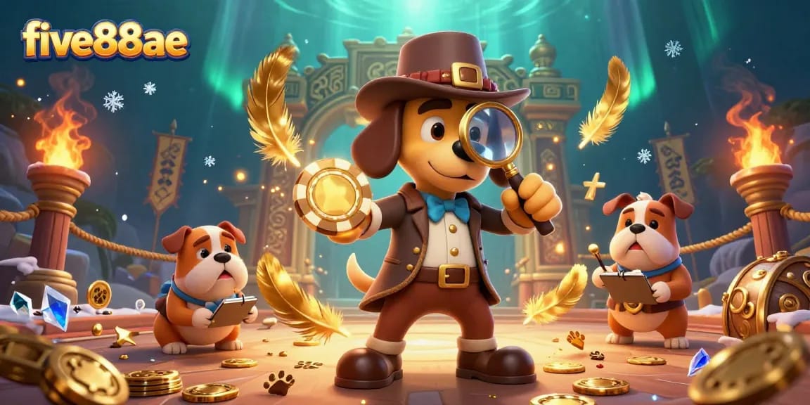 Experience thrilling casino gaming at five88ae with a detective exploring vibrant treasures and clues.