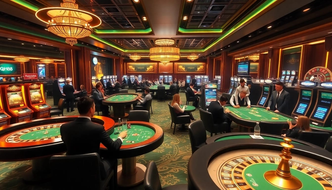 Experience the excitement of qh88 in a thriving online casino environment with active gameplay and luxurious settings.