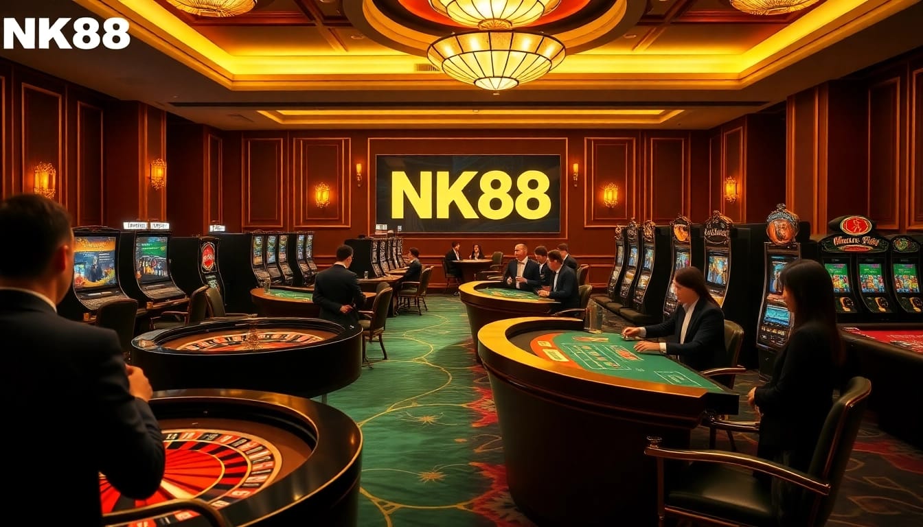 Experience thrilling gameplay at NK88 casino with vibrant tables and slot machines.