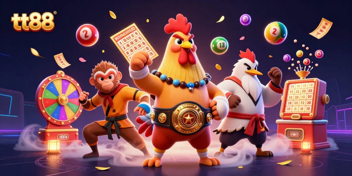 Experience thrilling gameplay at tt88 with a vibrant 3D casino illustration featuring dynamic game elements.