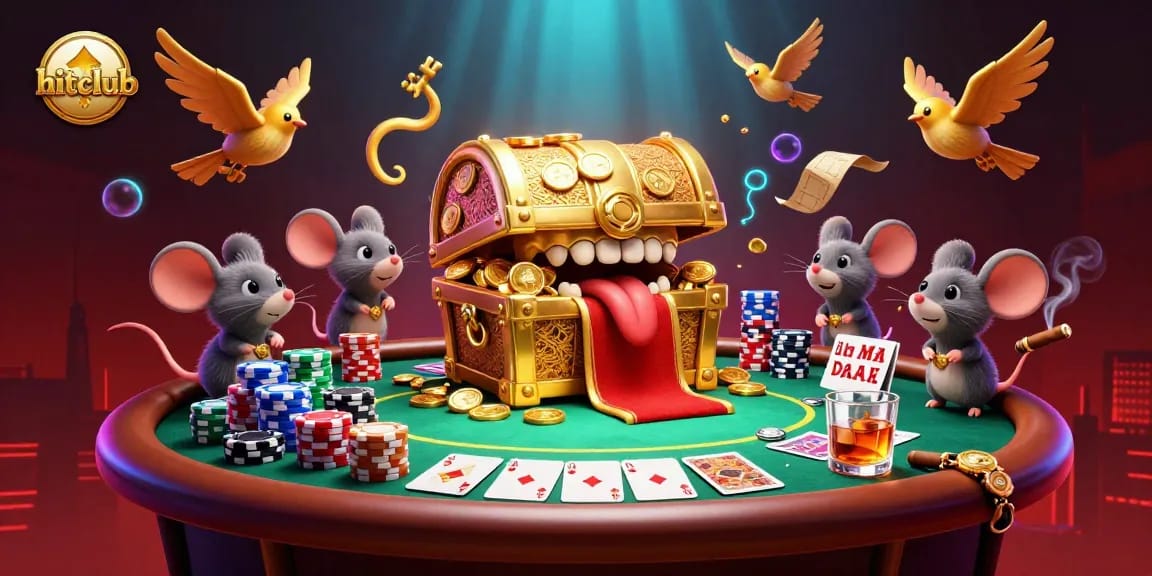 Hitclub brings excitement as adventurer mice are lured by treasure in a vibrant casino atmosphere.