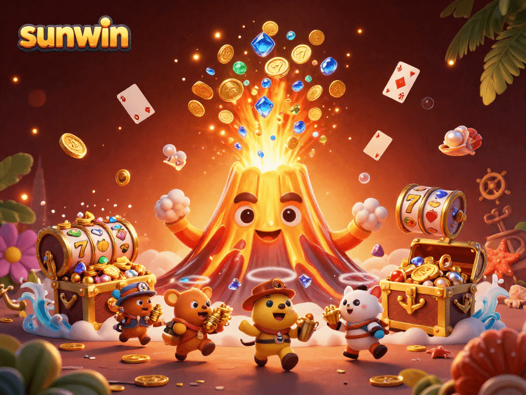 Spin to win with sunwin in a colorful 3D eruption of treasure and excitement!
