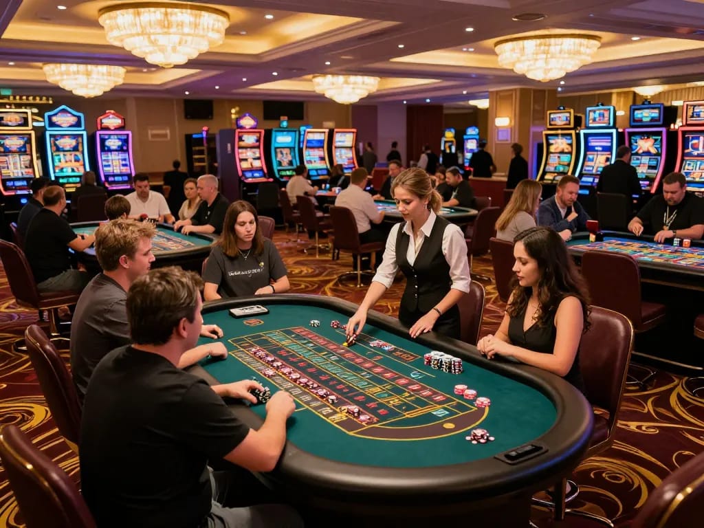Players engage at roulette tables in a dynamic atmosphere, featuring https://tx88.bid/ for an exhilarating casino experience.