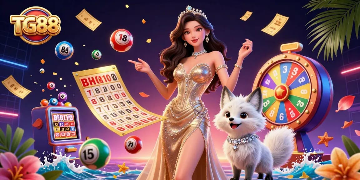 Play winning lottery games with TG88's colorful scenes featuring dynamic elements and vibrant characters.