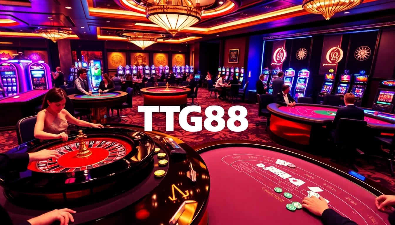 Experience thrilling action at TG88 casino with vibrant lighting and immersive gaming tables.