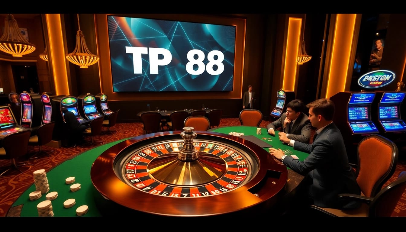 Experience the excitement at TP88 casino with professional gamblers at the roulette table.