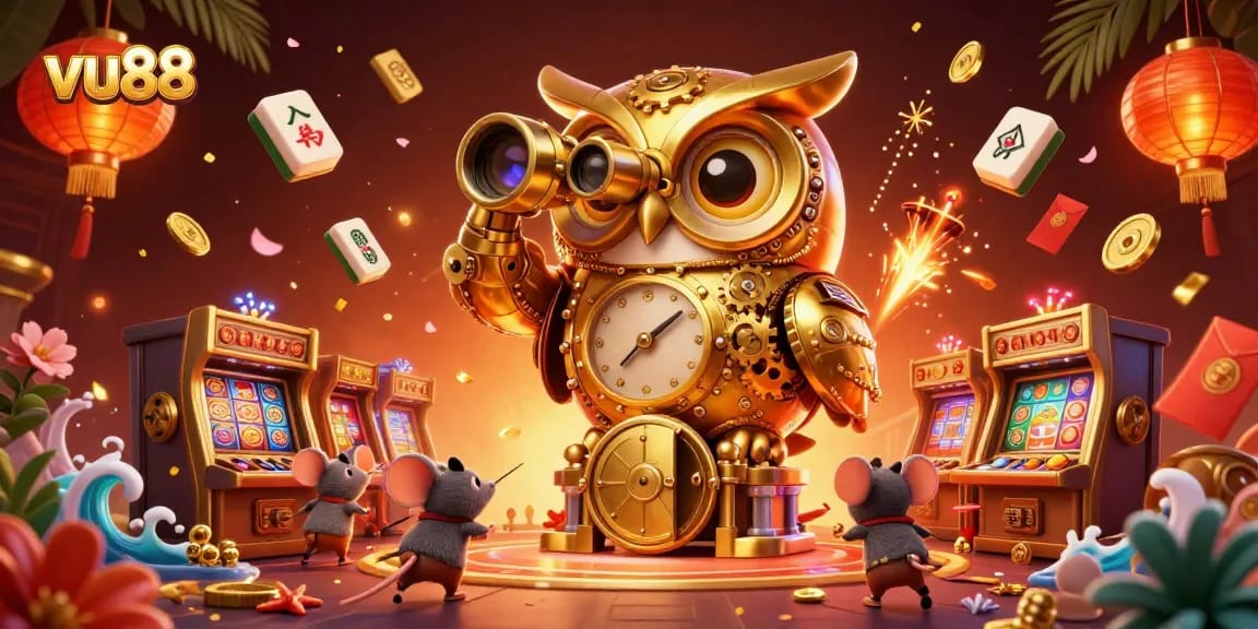 Experience excitement with vu88 at the captivating casino scene filled with dynamic elements.