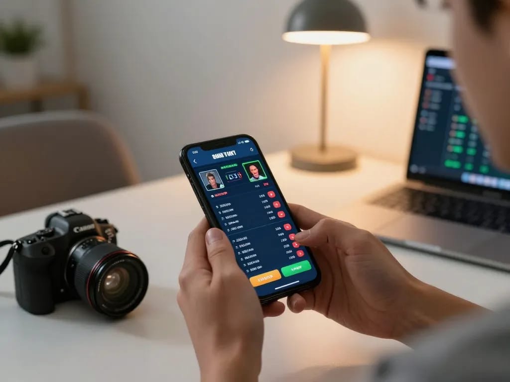 RR88 player placing bets using smartphone in a cozy and focused online betting environment