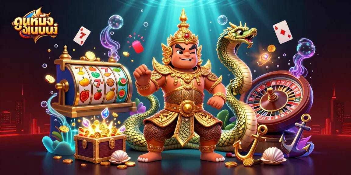 Spin the reels and dive into ดูหนังออนไลน์ with our temple guardian in a vivid casino atmosphere.