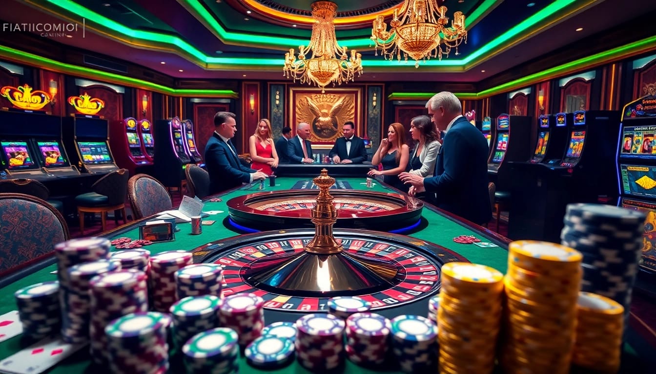 Engage in vibrant gameplay at 789f10, featuring poker chips and a roulette wheel amidst a luxurious casino scene.