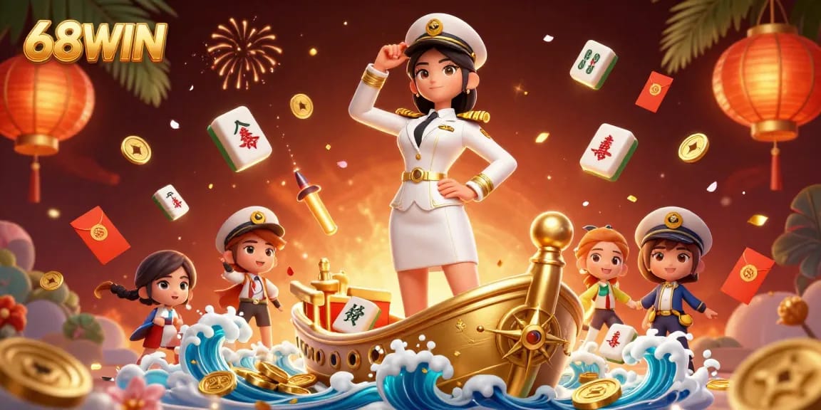 Experience the excitement of 68WIN in this vibrant 3D casino illustration.