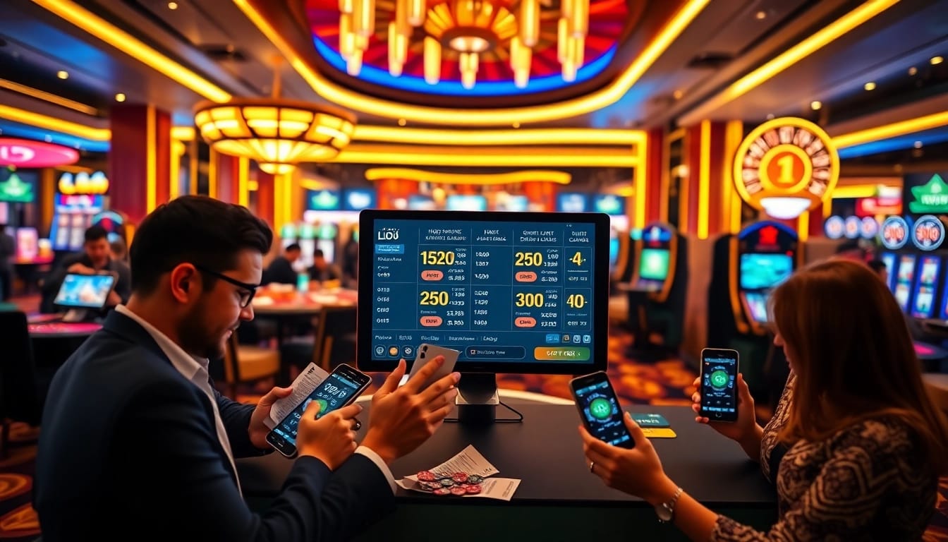 Engage in thrilling Lô đề online betting at a luxurious digital casino interface with eager players.