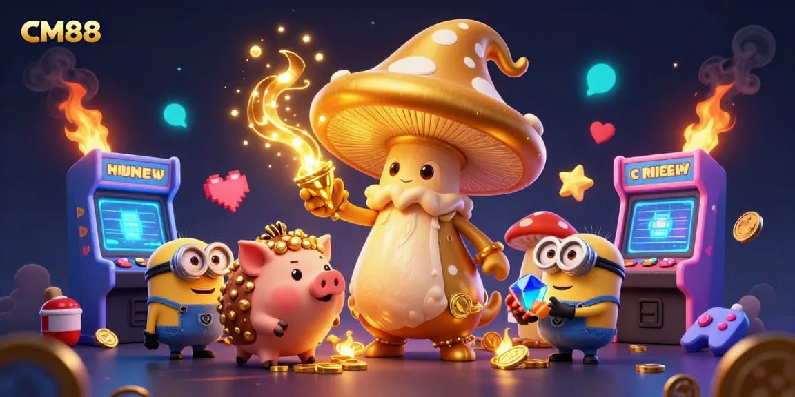 CM88 features a magical casino scene with a wizard and treasure in a vibrant gaming environment.