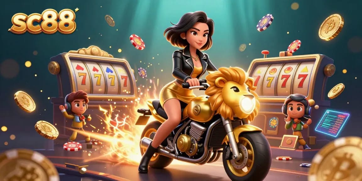 Play thrilling casino games at sc88 with vibrant visuals, showcasing slot reels and exciting promotions.