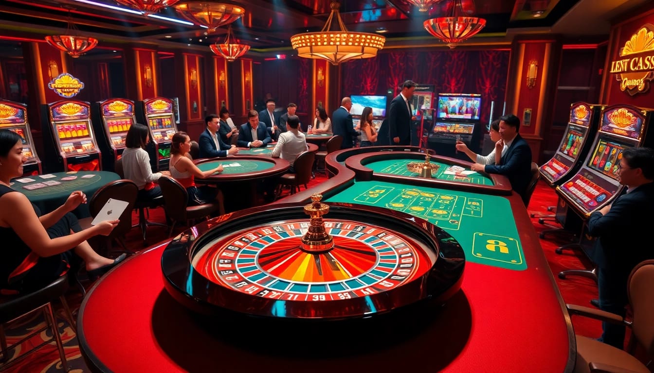 Experience excitement at zo88 with vibrant casino games, roulette wheel, and poker tables.