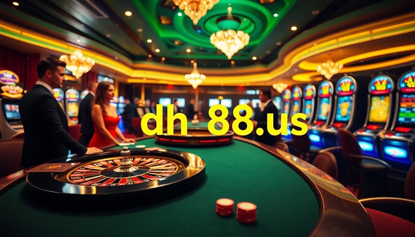 Players enjoying various games at dh88.us casino with vibrant lighting and luxurious design.