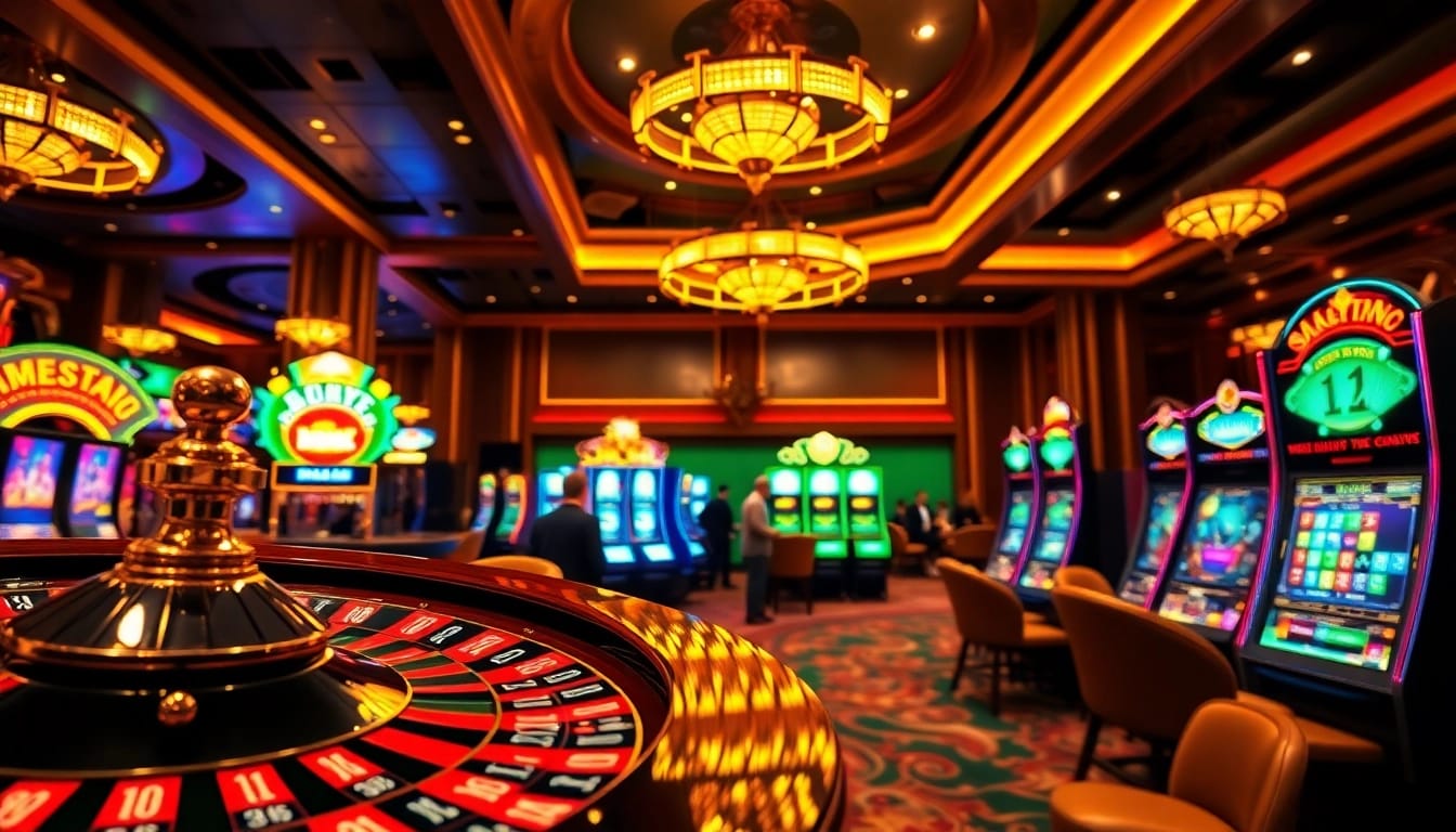 Experience thrilling gameplay with Website Ku88's vibrant casino scene featuring roulette and poker.