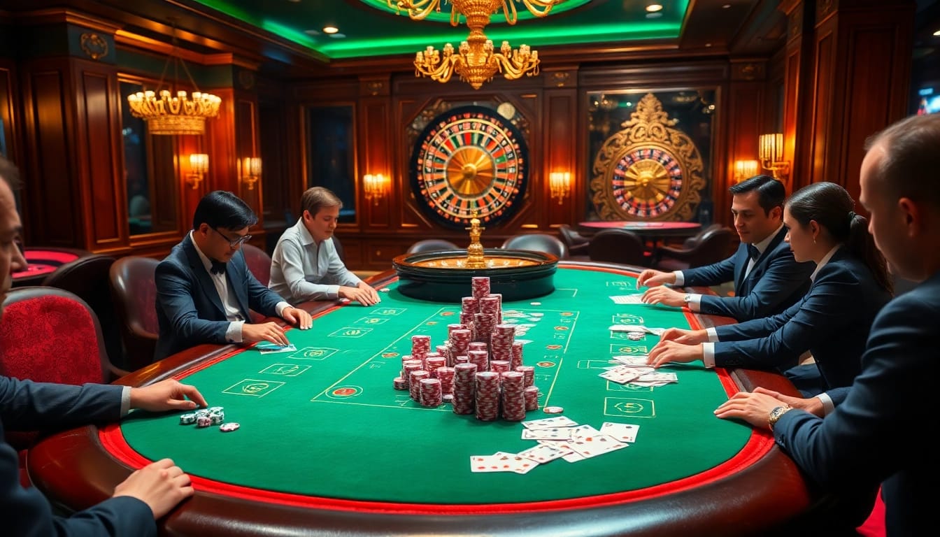 Immerse in an exhilarating lc 88 casino experience with vibrant poker chips and stylish gaming tables.