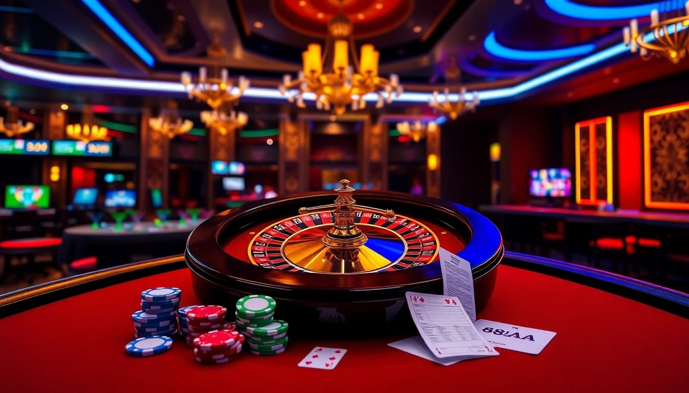 Experience thrilling casino excitement with 88AA’s vibrant gambling interface and poker chips.
