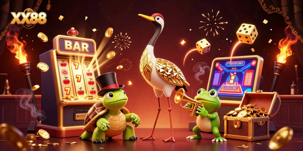 Experience winning jackpots with the vibrant scene showcasing XX88 characters and exciting casino elements.