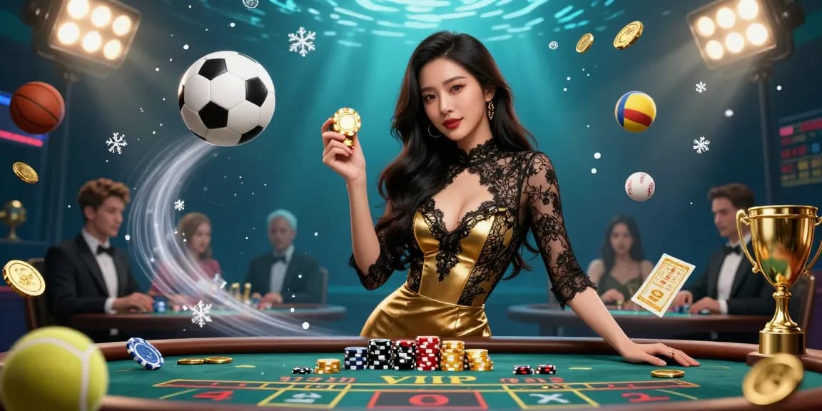 Engage with rr88me at an exclusive baccarat table, featuring high-value golden chips and dynamic game elements.