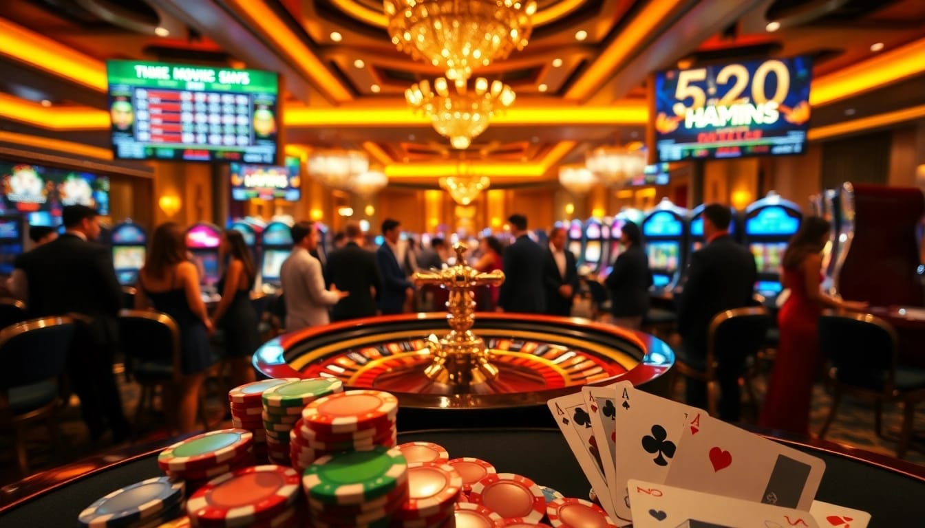 Haywin casino scene capturing players in thrilling gameplay and vibrant slot machines.