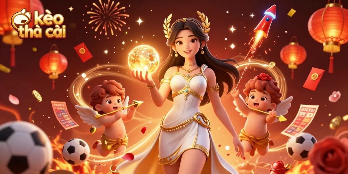 Experience the excitement of kèo nhà cái with dynamic sports betting elements in a captivating illustration.