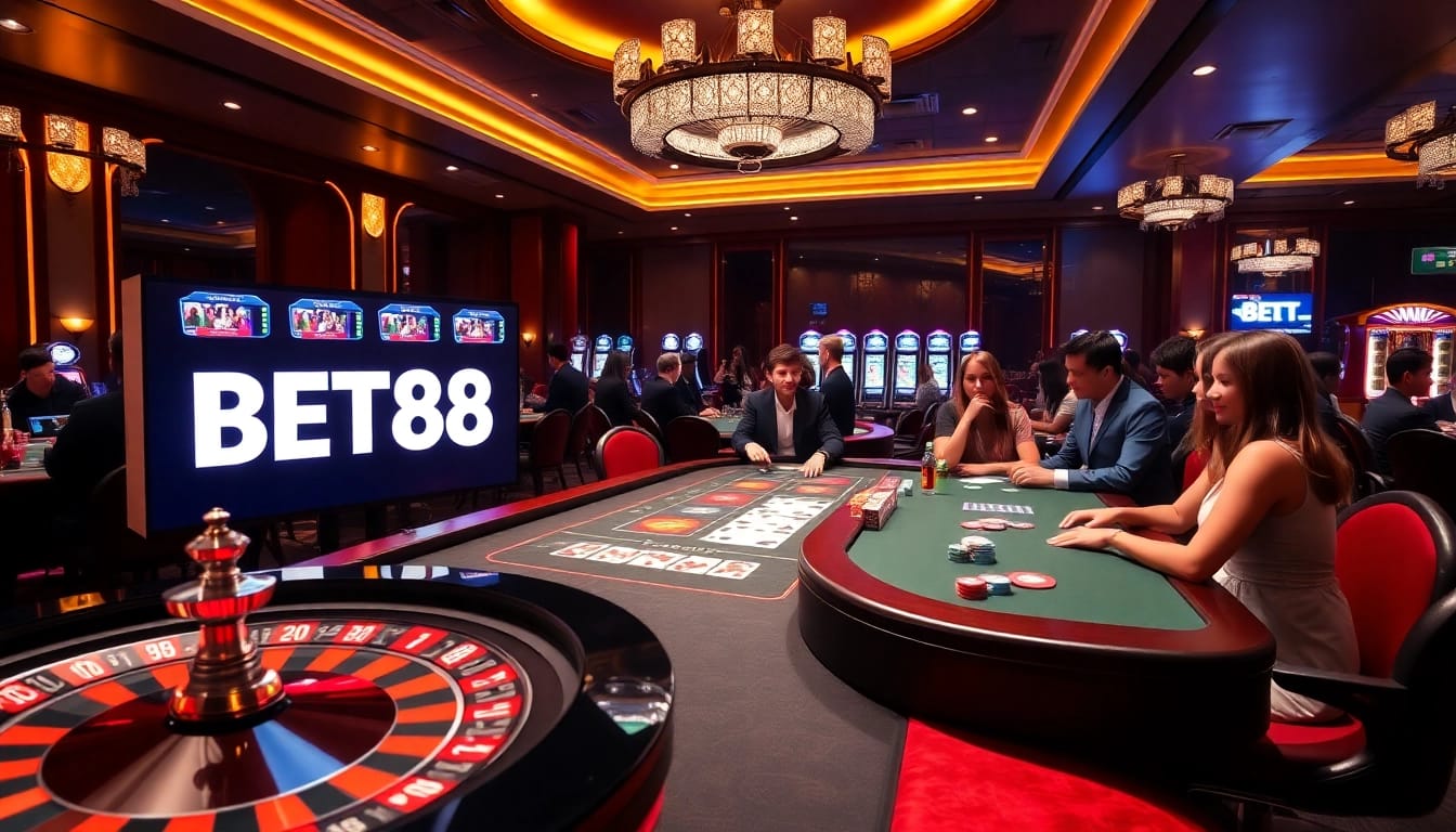 Experience the excitement of BET88 with vibrant casino gaming elements and professional atmosphere.