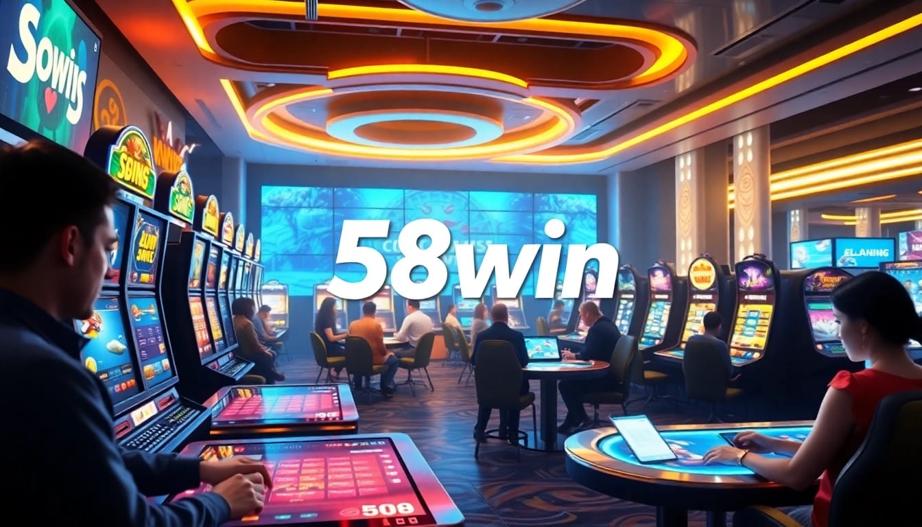 Experience the excitement of 58win with vibrant casino scenes and engaging games.
