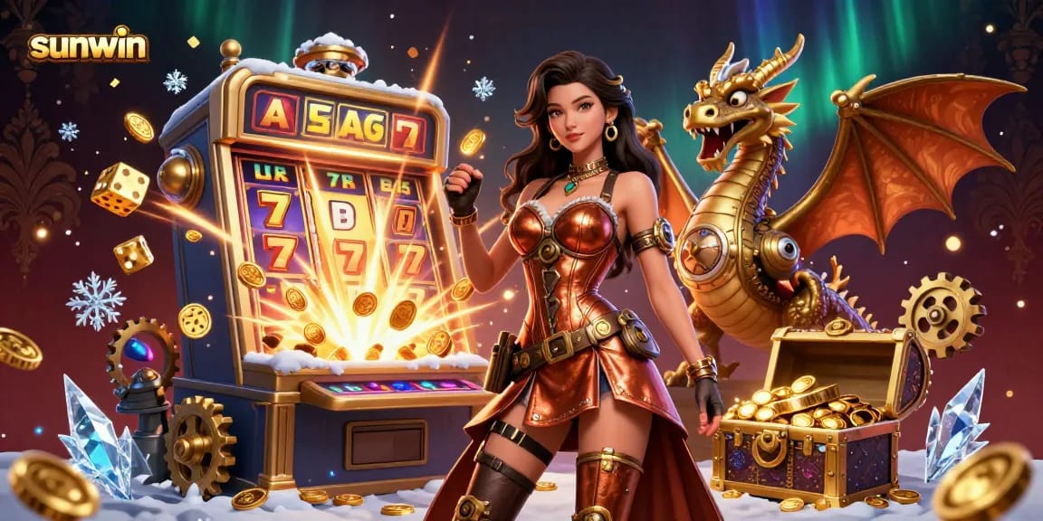 Experience thrilling gameplay with Sunwin's vibrant casino scene of rich slot machines and festive celebrations.