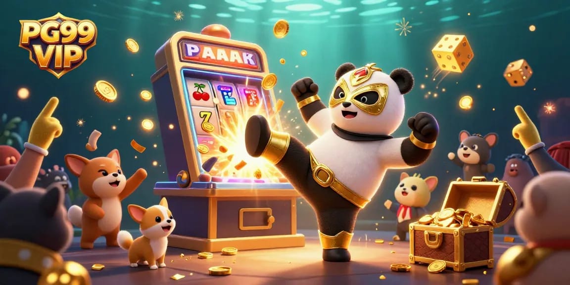 Engage with PG99 VIP's dynamic casino experience featuring colorful slot symbols, vibrant characters, and thrilling action.