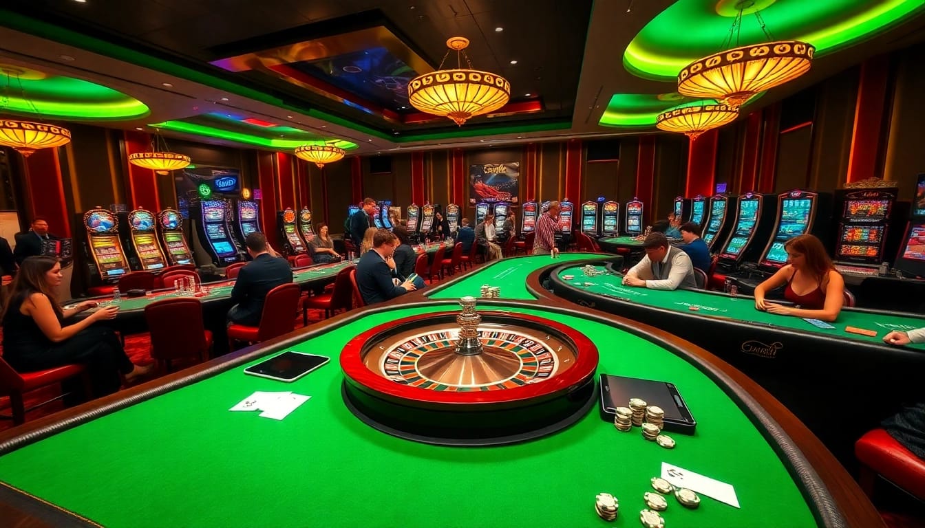 Engaged players at SCLUB88 COM's vibrant casino tables, showcasing excitement in gambling.