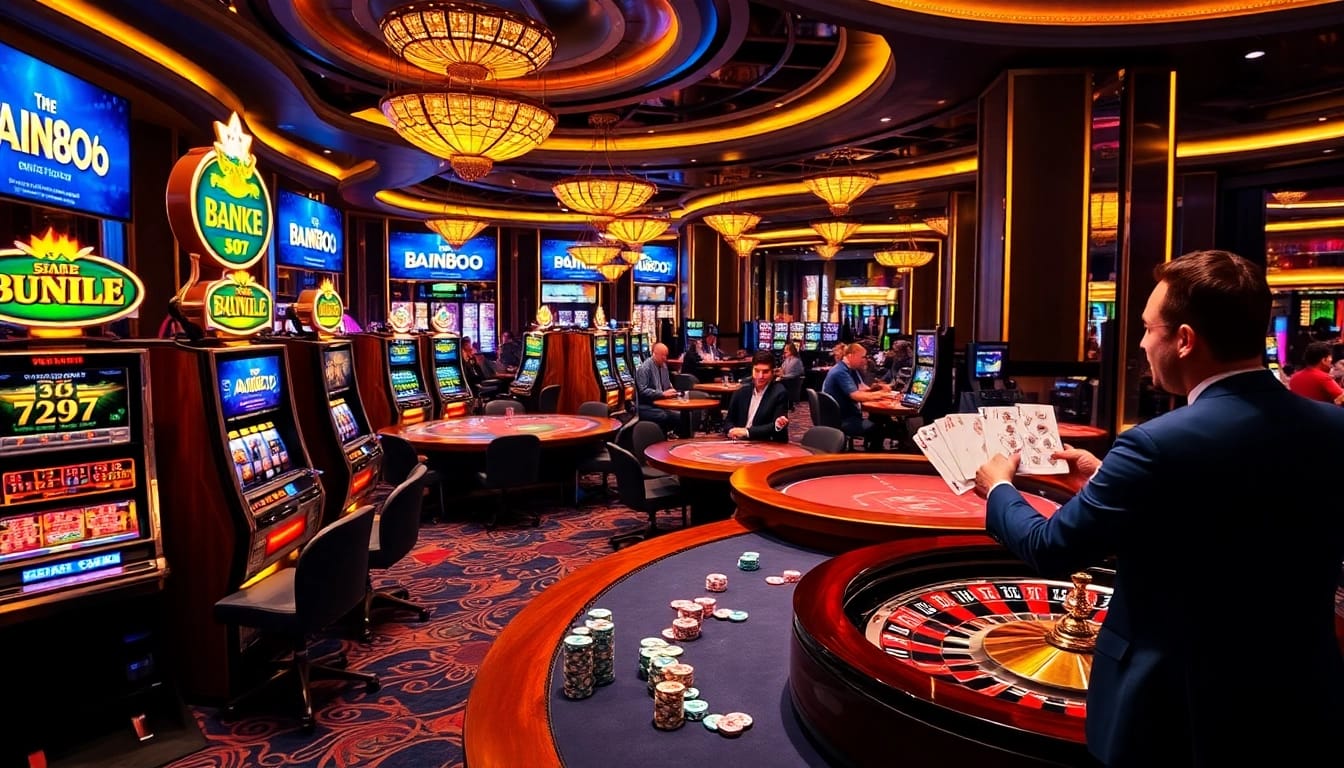 Experience high-stakes action at 888b's vibrant casino tables with lively players and dealers.