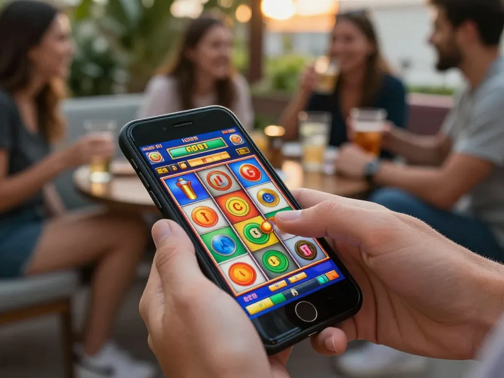 Players enjoying an engaging mobile casino experience at nhà cái jun88, showcasing vibrant slot gameplay.