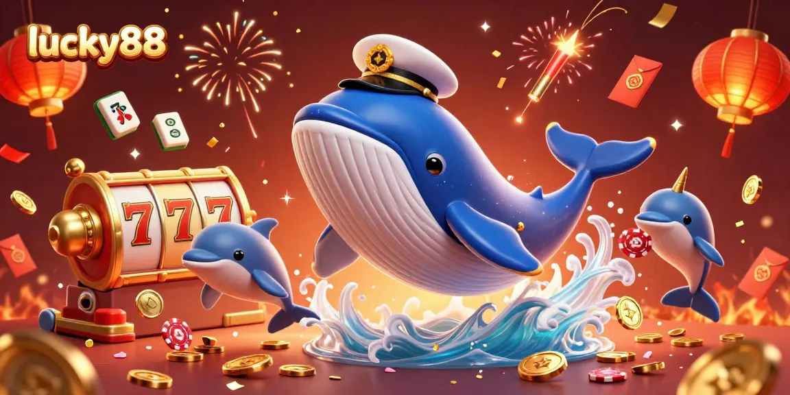 Spin and win with lucky88 in this vibrant 3D casino scene featuring playful characters.