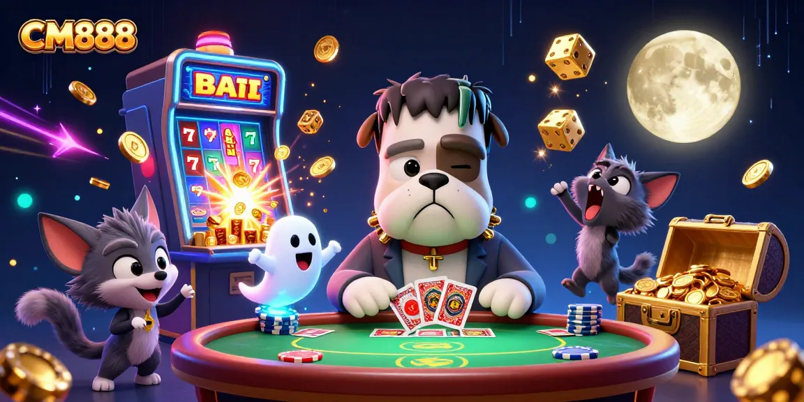 Experience thrilling poker with CM888 in a captivating casino scene featuring dynamic characters and vibrant action.