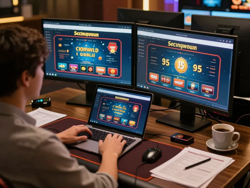 Engaging player strategizing on 98win's online casino interface during a lively gambling session