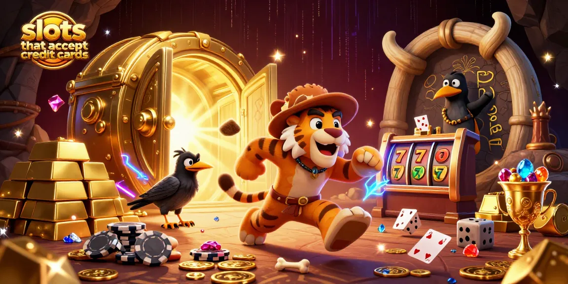 Engage in thrilling slots that accept credit cards with a vibrant prehistoric casino scene.