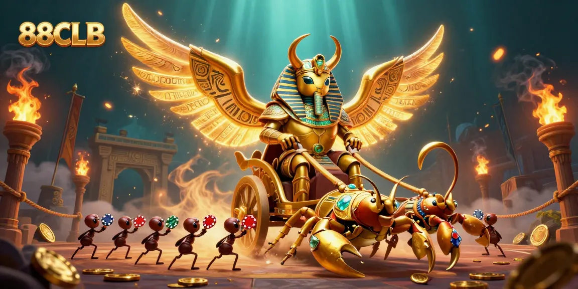 Experience thrilling gaming at 88CLB with colossal characters and dynamic action in a vibrant casino scene.