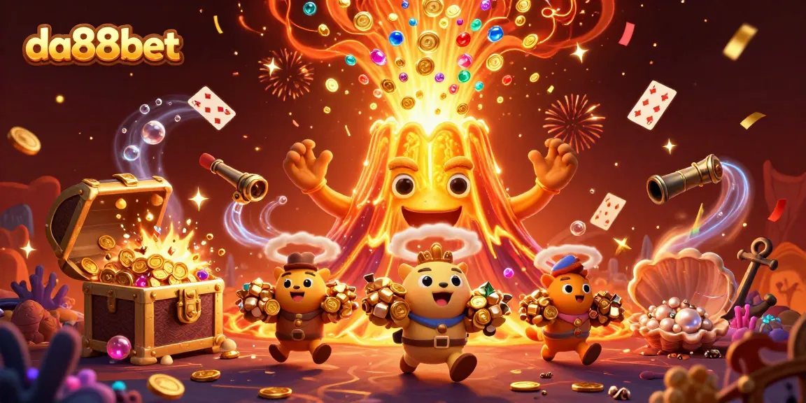 Win big with da88bet's thrilling casino adventure in a vibrant, treasure-filled scene