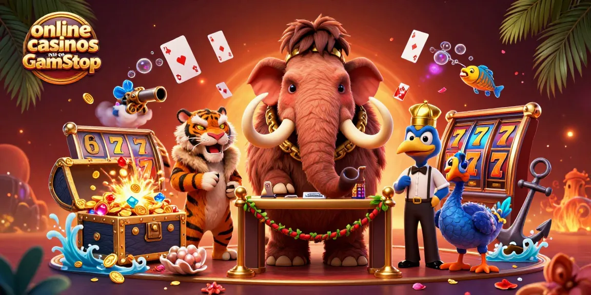 Join the excitement at online casinos not on GamStop with vibrant characters and casino elements.