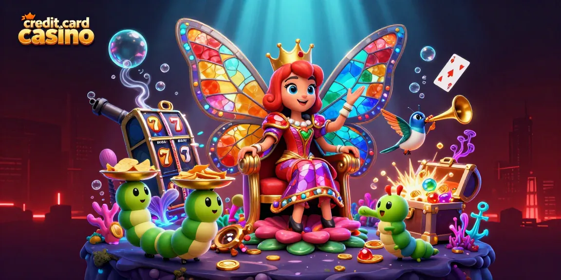 Experience the thrill of a credit card casino with vibrant characters and game elements bursting with energy.