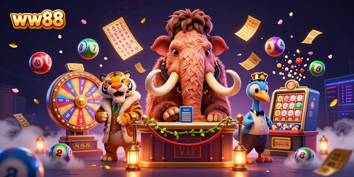 Win big with ww88 in a vibrant 3D casino scene featuring unique cartoon characters and dynamic elements.