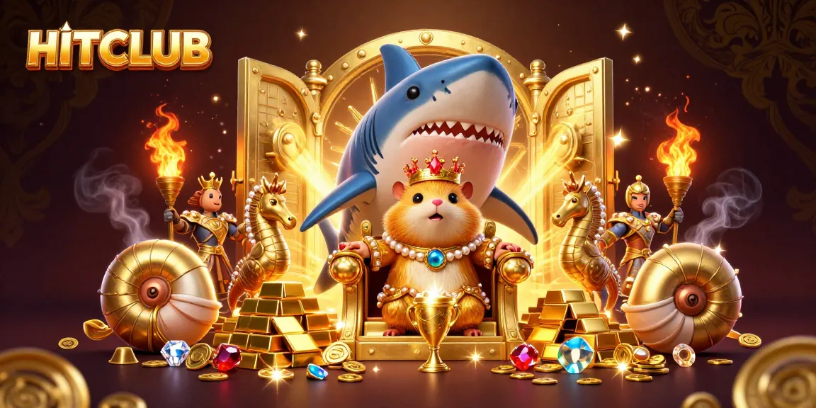 Experience the thrill of HITCLUB with a vibrant, royal scene featuring a golden hamster king and dynamic treasures.